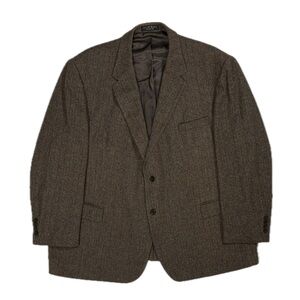 Vintage Gianfranco Ruffini camel blend brown herringbone blazer jacket men 56R
